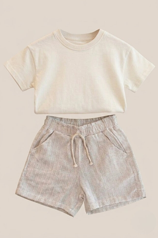 Children's 100% Cotton Interlock T-Shirt and Muslin Shorts 2-Piece Summer Set