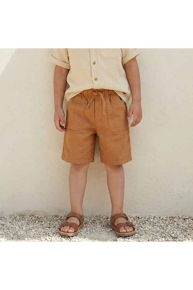 Knee Length Drawstring Waist Shorts with Pockets