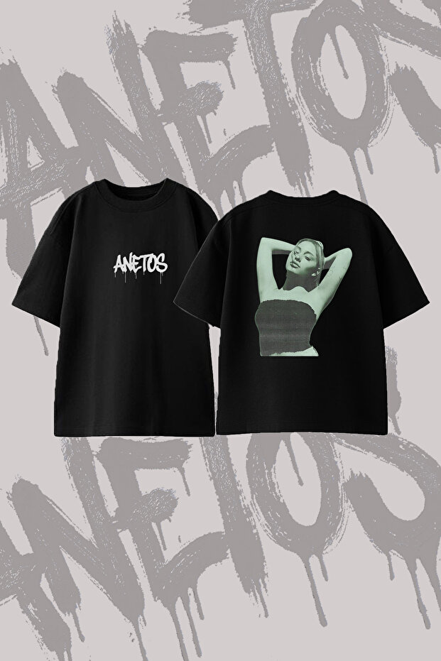 Ariana Grande_26 Design Back Printed Cotton Black Oversize T-Shirt