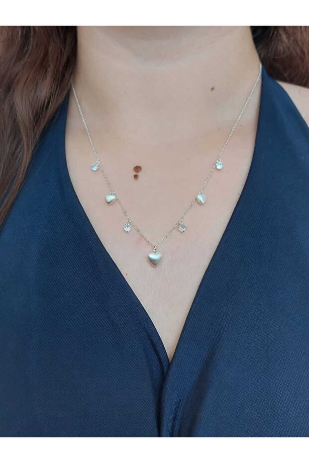 Pearl Heart Solitaire Model Steel Necklace