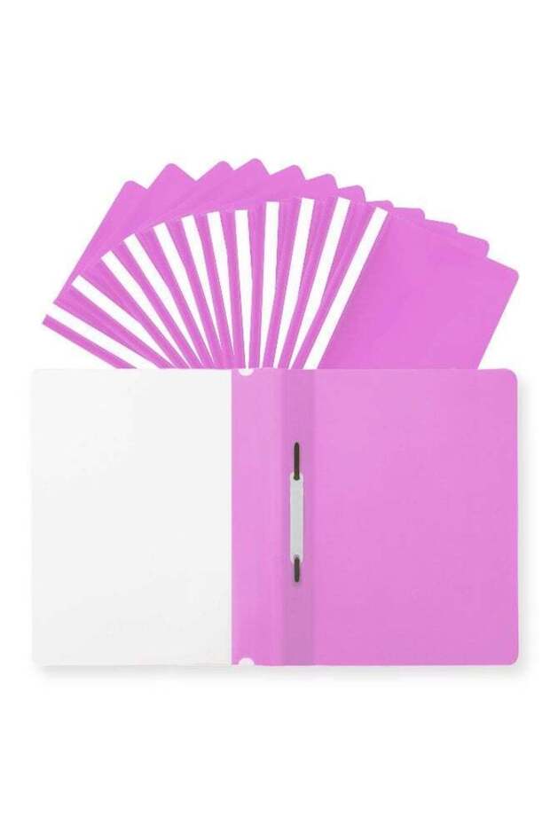 2Pcs Clear File Fasteners with Clip, A4 Plastic File Folders for Documents, Presentation Project Folders, Pink