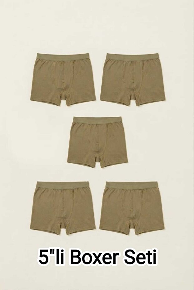5 Pcs Soldier Green Men's Boxers – Cotton Lycra, Comfortable Underwear
