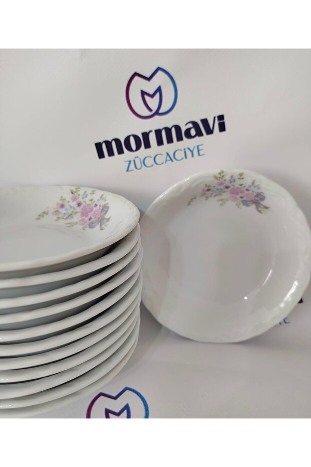 Porcelain Buket 12 Pieces 13 cm (Small) Snack Bowl, Breakfast Bowl, Jam Bowl, Deep Plate