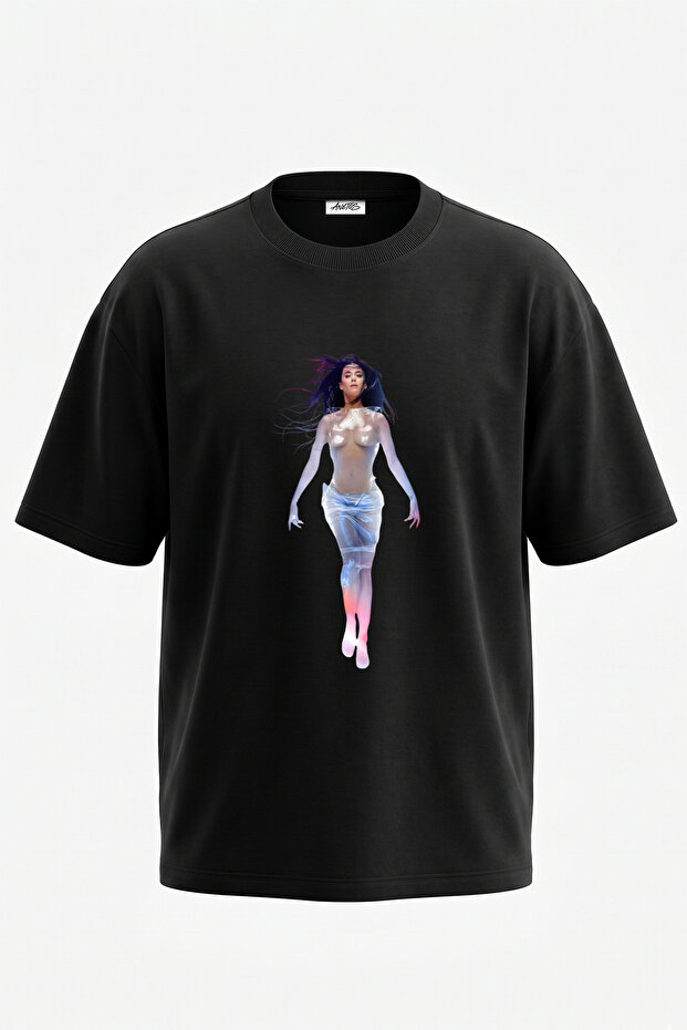 Leeloo Fifth Element Design Printed Oversize Black T-Shirt