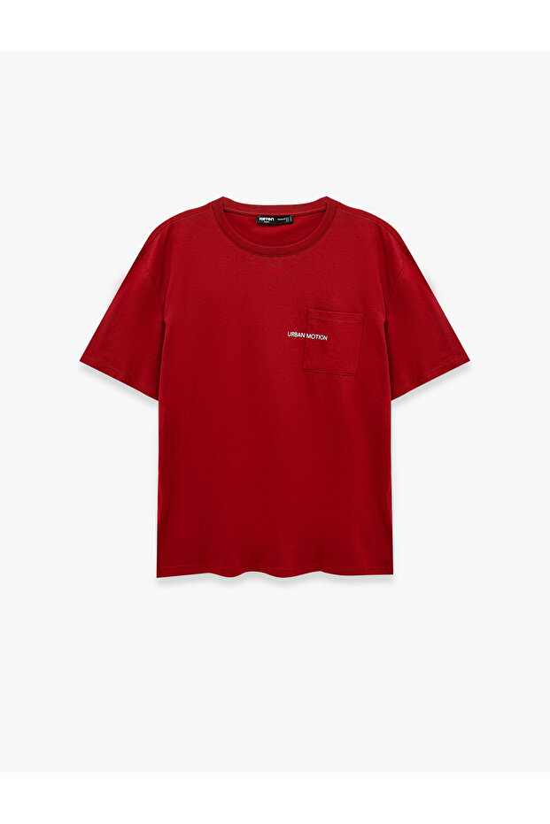Cotton Short Sleeve Pocket Detailed Crew Neck Printed Oversize T-Shirt