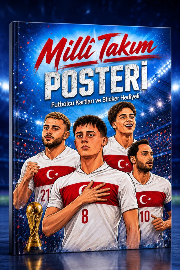 National Team Poster Book (with Football Player Card and Football Player Sticker as a Gift)