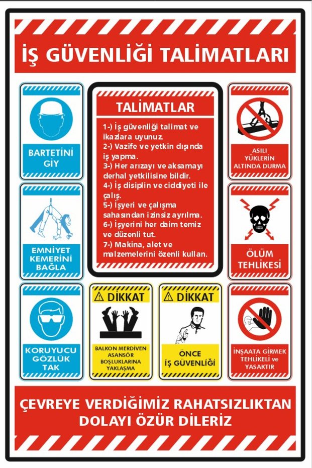 Work Safety Instruction Sticker 20X28 cm