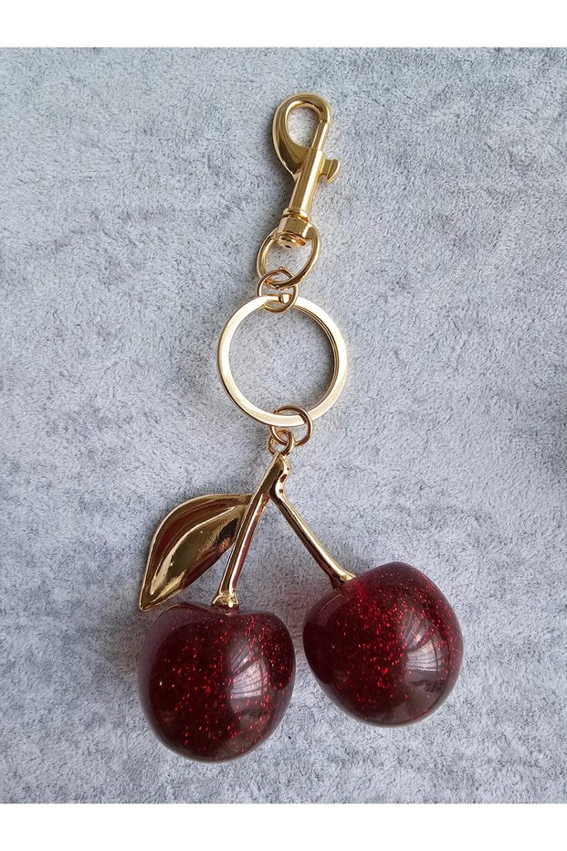 Glittery Big Red Cherry Pattern Bag Charm / Jewelry / Ornament / Keychain
