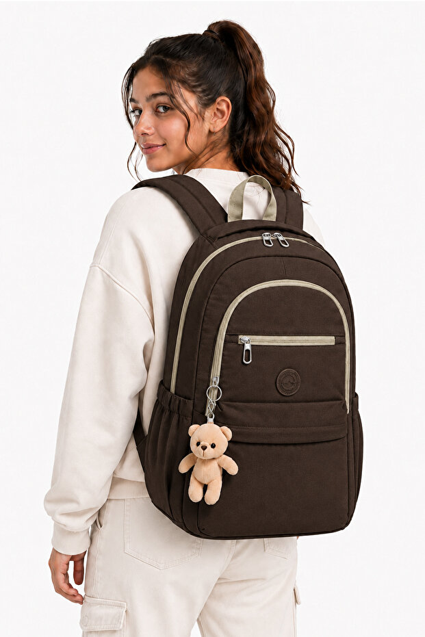 Crinkle School Bag Backpack Daily Trip Sports Travel Vacation Multi-Compartment Tablet Laptop Compartment