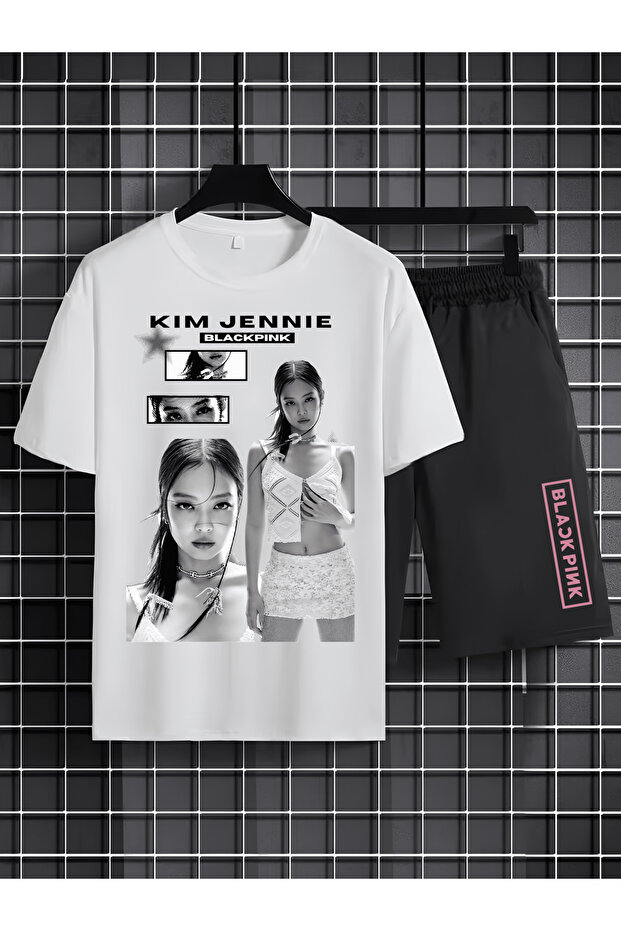 Jisoo from Blackpink K-Pop Printed Cotton Short Sleeves Children's Tshirt-Shorts Two-Piece Set