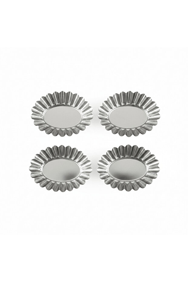 AFCO Mini Cake Mould Set – 4 Pcs – Stainless Steel – Oval Fluted Design