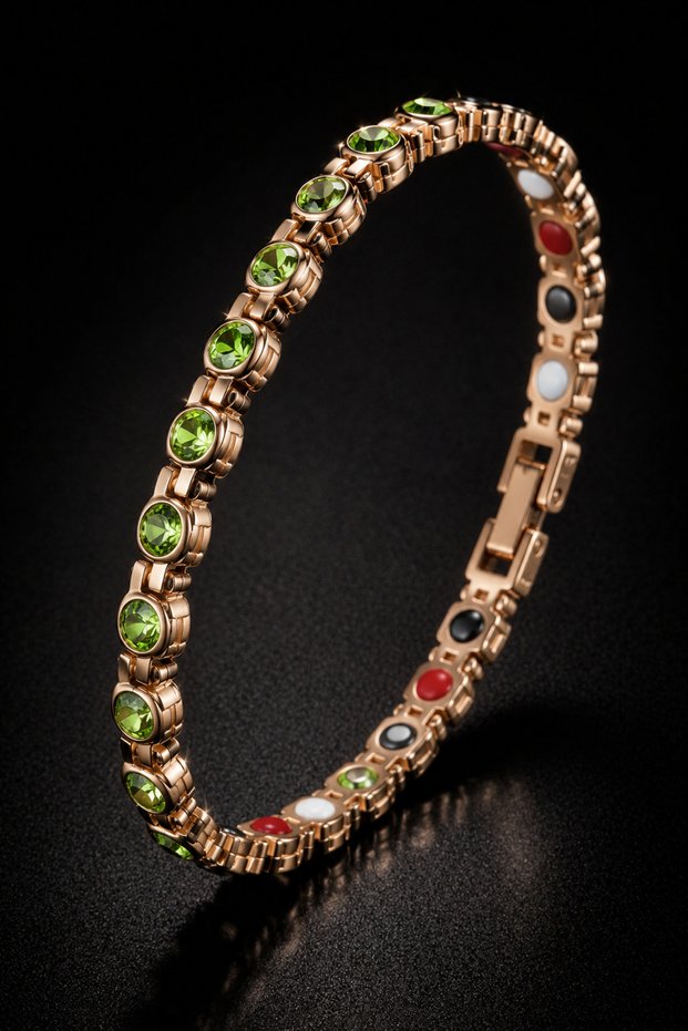 Magnetic Red Zircon Stone Women's Bracelet Copper Plated Germanium Negative Ion
