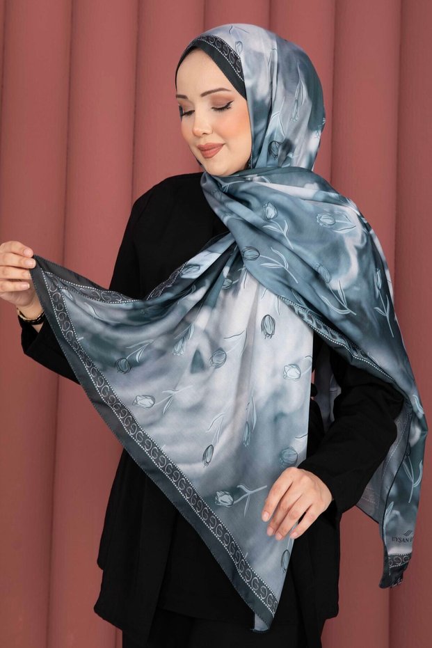 Tulip Pattern Shawl Series Dark Emerald