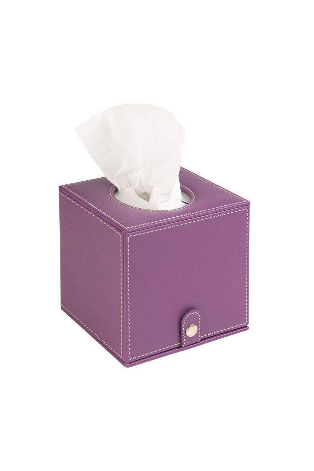 Napkin Holder, Boutique Tissue Box, Tissue Paper Storage Box, Vegan Leather, 13*13*13 Cm. Lila