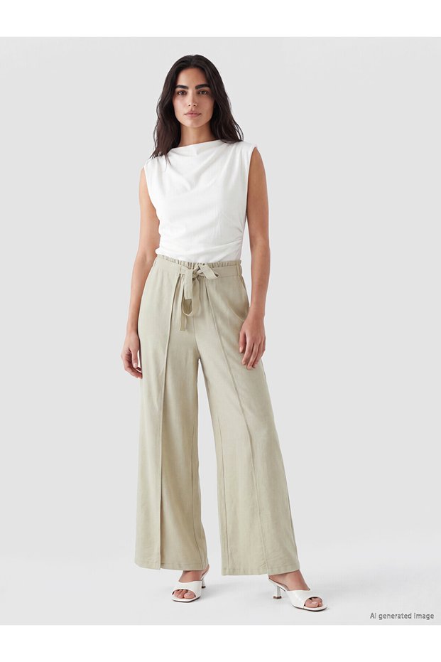 Trendlucky Women's Trousers with Elastic Waist and Difference in Color