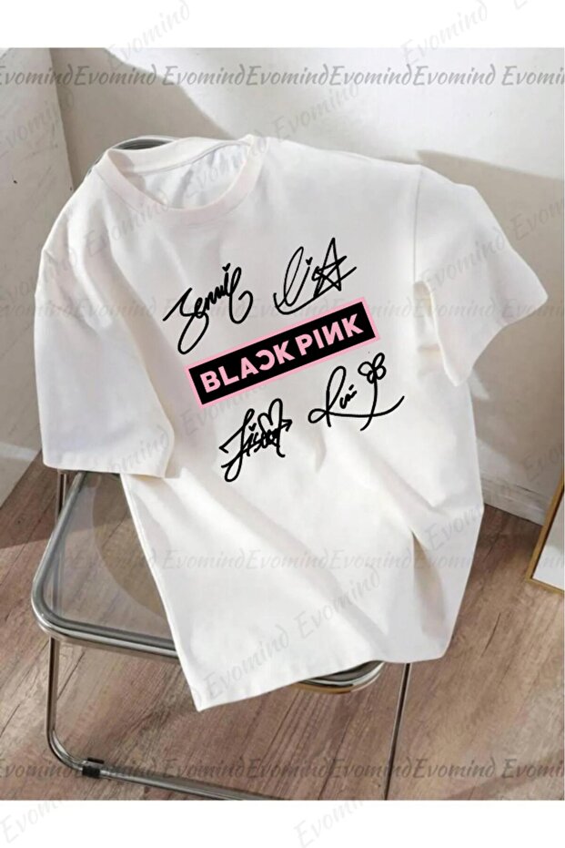 Black Pink Signed Printed T-Shirt