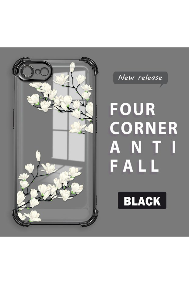 iPhone 7/8/Se 2020 2022 Compatible Transparent Four Corner Silicone Coated Glossy Edge Case