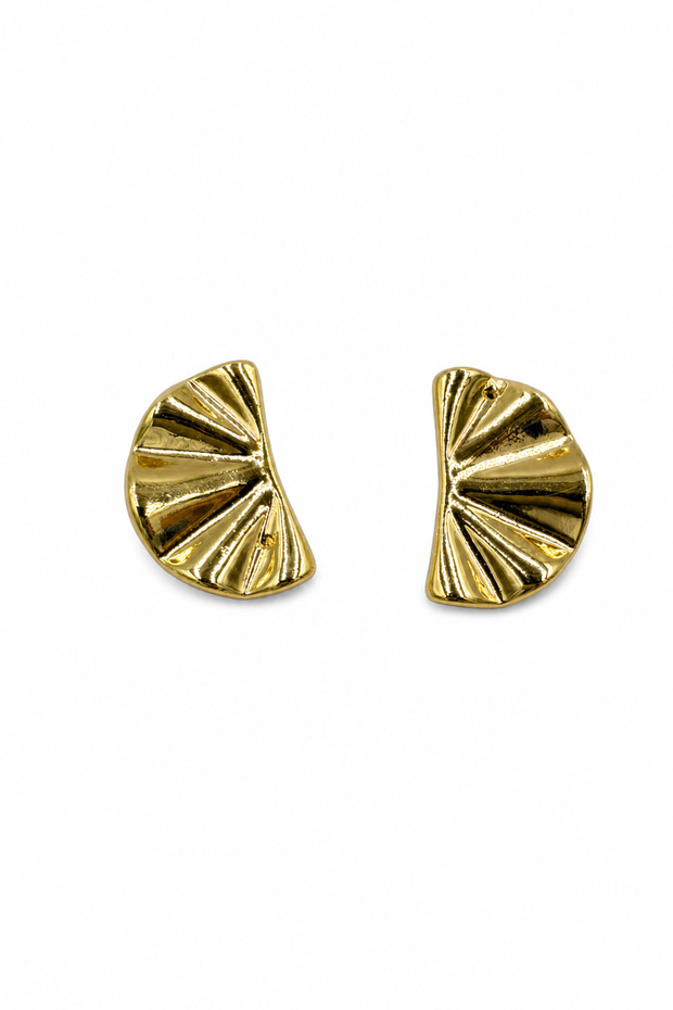 Yellow Color Wavy Fan Design Bijouterie Earrings Stylish and Modern Accessory for Women