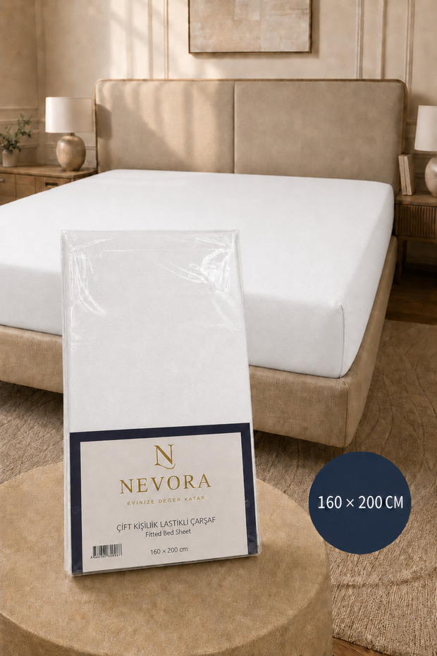 Double Elastic Bed Sheet 160 X 200 cm White with Flexible Edges