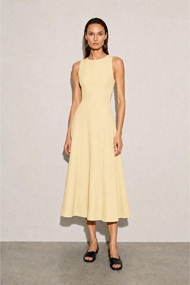Lacy Halter Neck Dress Yellow
