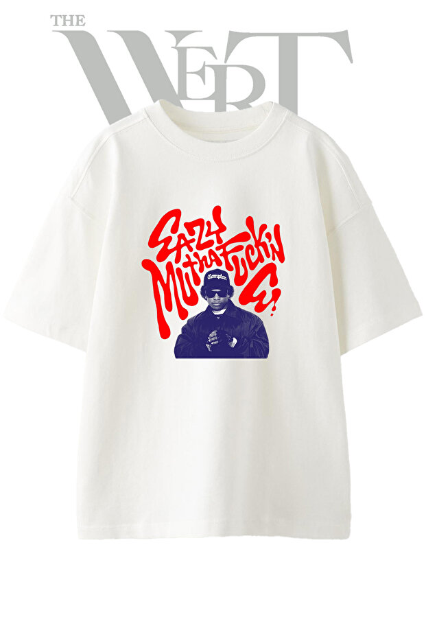 Eazy E Design Printed Unisex White Oversize T-Shirt