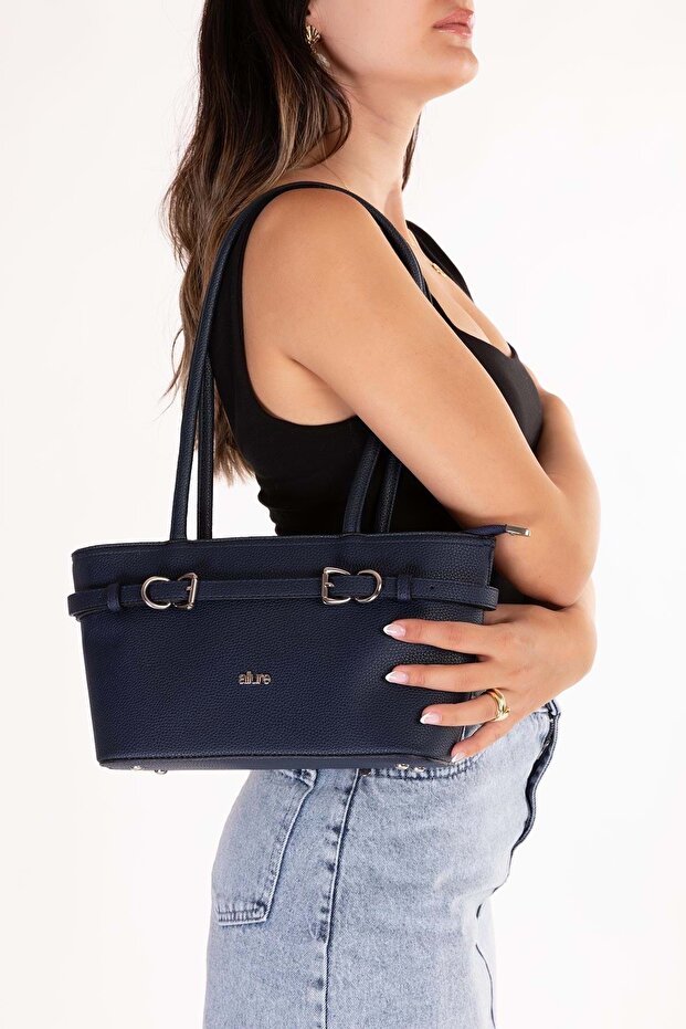 Women's Daily Hand and Shoulder Bag Ald.4586 Navy Blue
