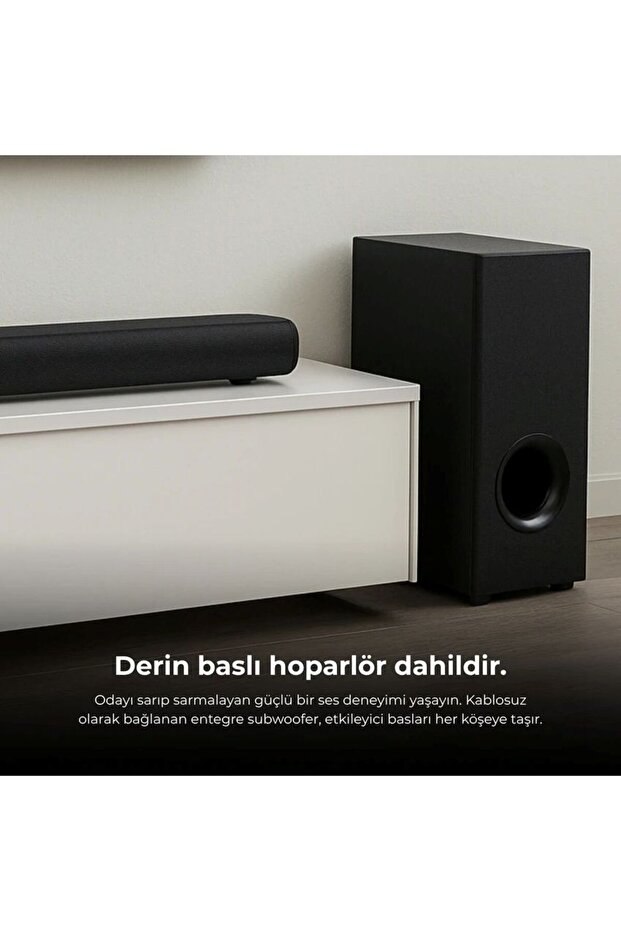 ساوند بار هارموني 2.1 قناة مع بلوتوث 5.3 ومنفذ HDMI Arc ومنفذ USB ومدخل بصري ومضخم صوت سلكي للسينما المنزلية