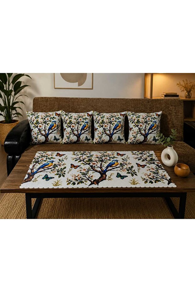 Runner & Set of 4 Decorative Throw Pillow Covers
