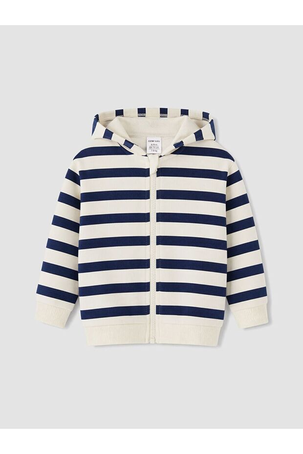 Lcw Baby Navy Blue Baby Boy Hooded Zippered Sweatshirt