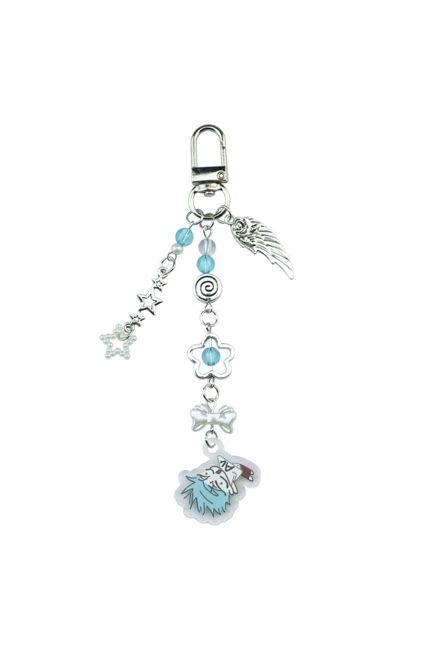 A Anime Alien Stage IVAN & TILL Keychain Heart Bow Phone Charm Beaded Keychain Versatile Backpack De