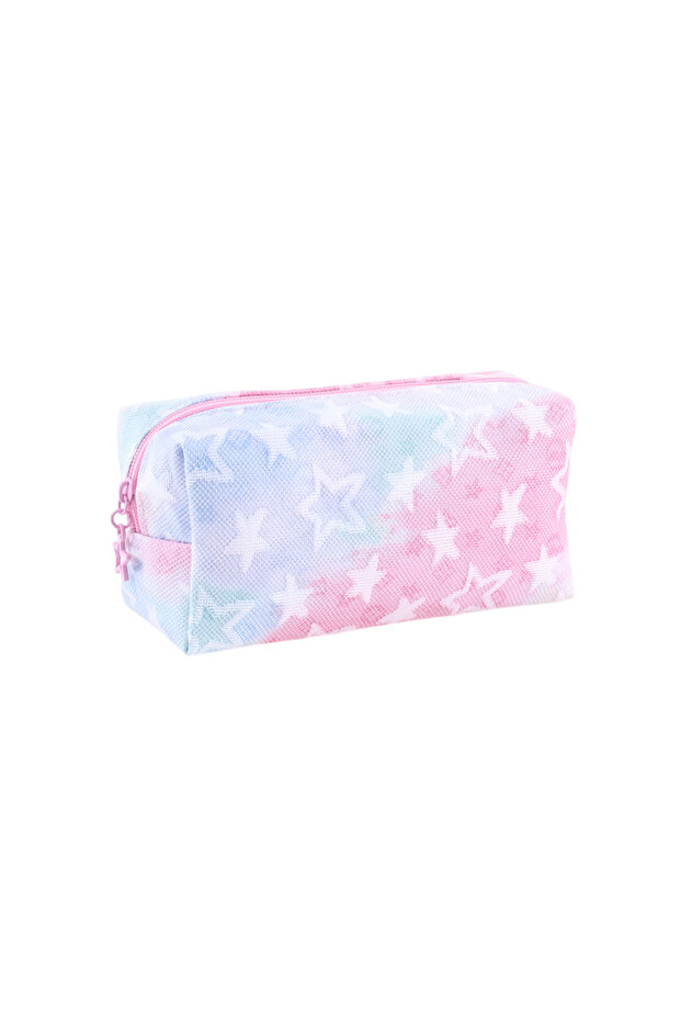 1 piece Embroidered Five-Pointed Star Frosted Texture Pencil Case (with Pendant) Beautiful Portable