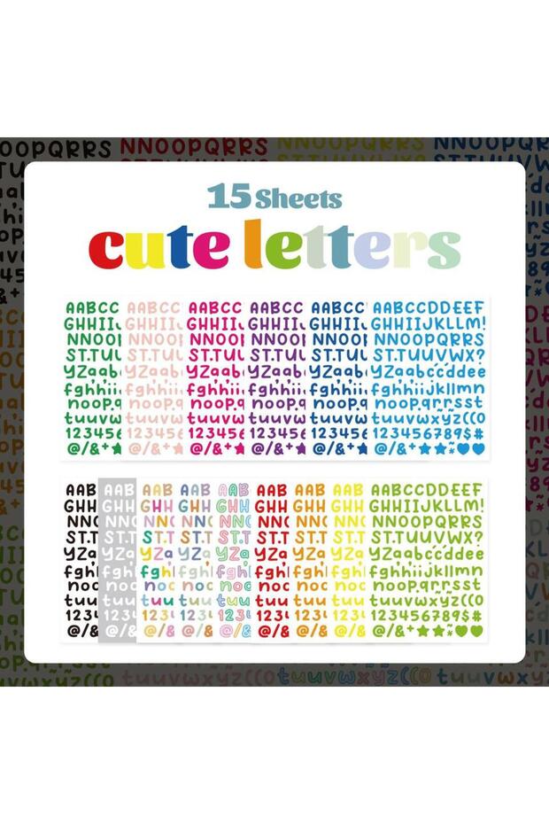 15PCS ALL IN SET Mini Alphabet Letter Stickers Cute 0.5 Inch Stickers for Card Decoration Scrapbook