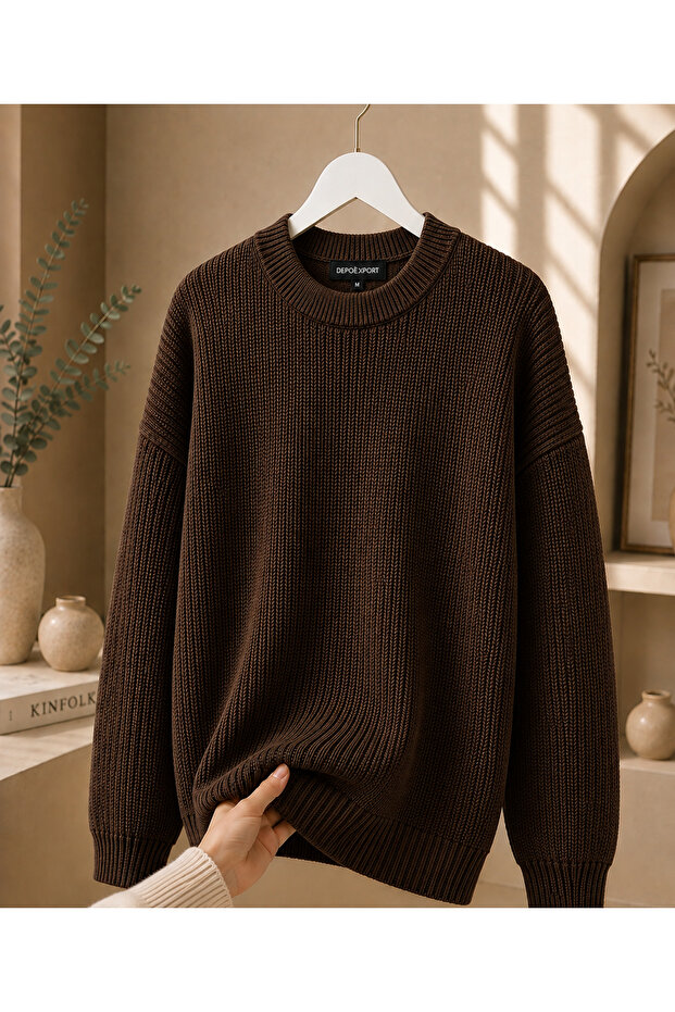 Women's Premium Oversize Crew Neck Soft Knit Sweater
