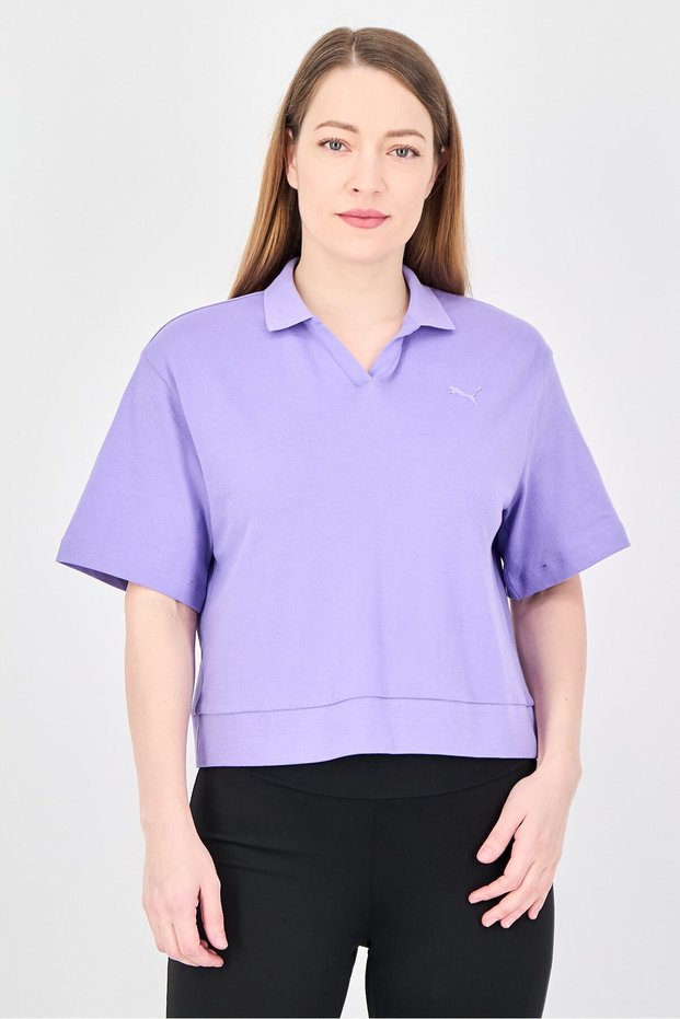 Women Relaxed Fit Short Sleeve Outdoor Top, Purple