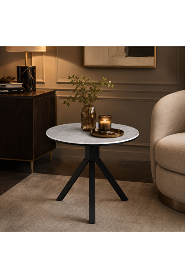 Round Ceramic Cafe Table 70x70cm - Grey - SHT-230 GREY - Modern Design and Practical Elegance