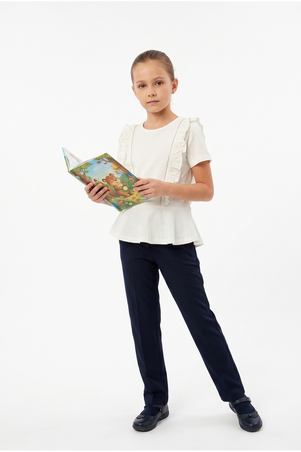 Girl's Ruffle Detailed School T-Shirt
