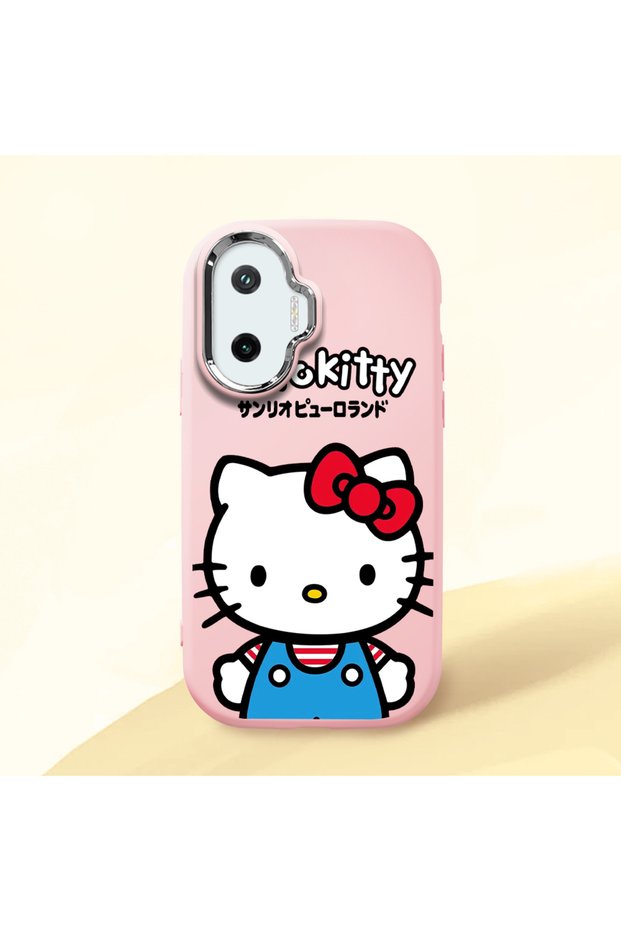 Poco F7 Compatible Case Camera Protector Pink Silicone Couple Phone Case with Kitty Pattern