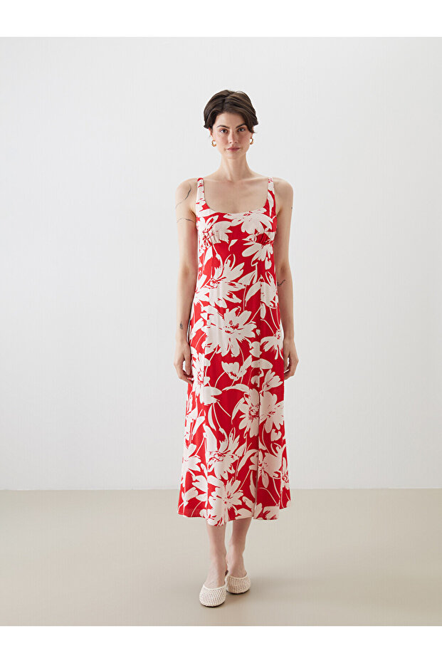 Original U-Neck Floral Rope Strap Dress