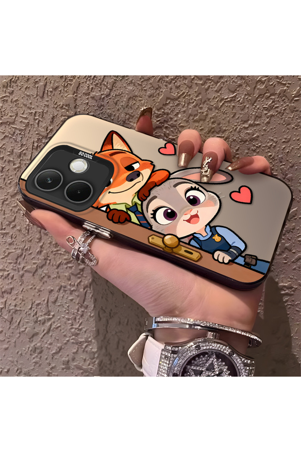 Oppo A5 Pro 4G/5G Compatible High-Quality Cartoon Fox and Rabbit Couple Printed Case