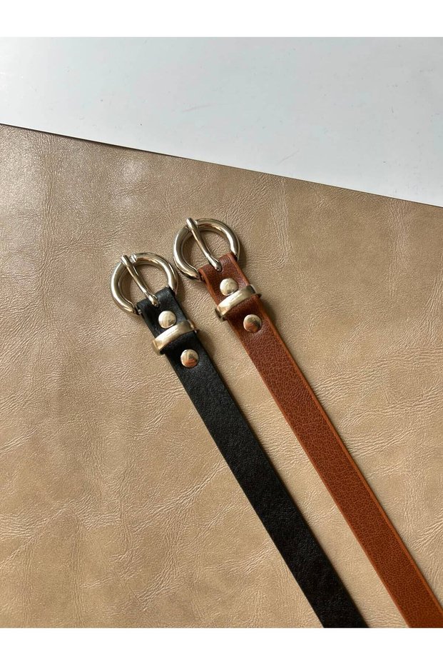 2-Pack Know Women's Silver Buckle Belt Waist Belt Jacket Belt Dress Belt Trouser Belt