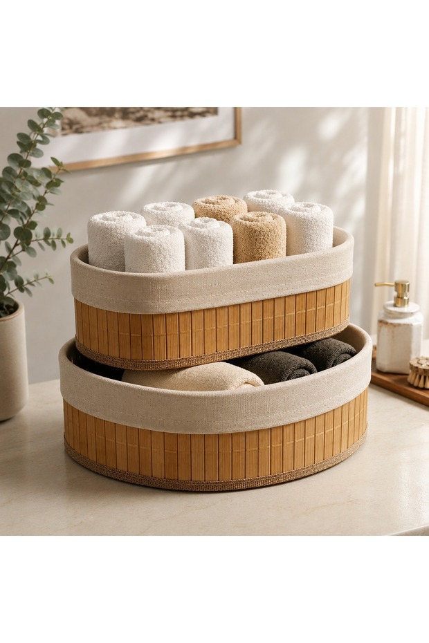2 Lİ OVAL BAMBU SEPET