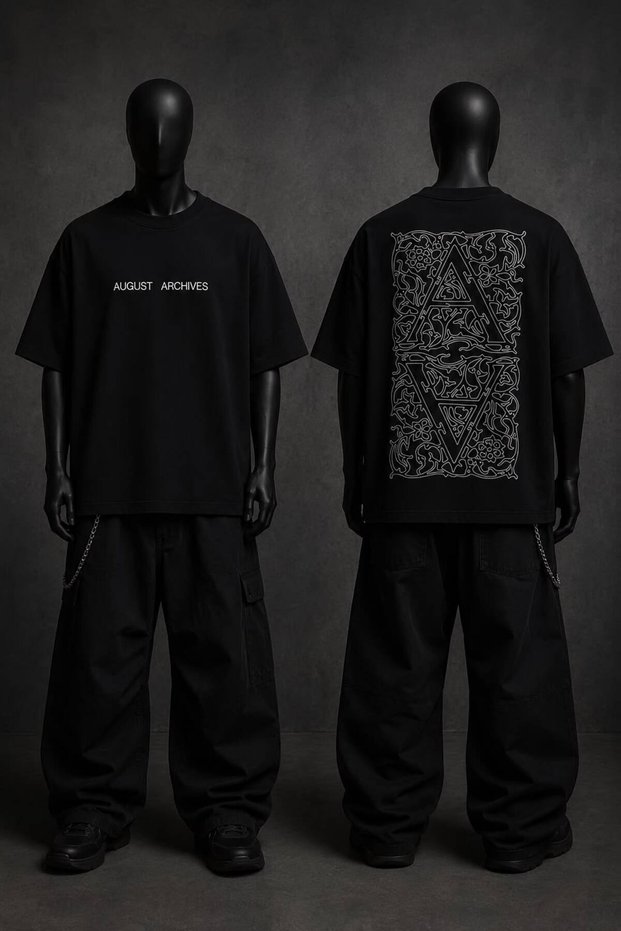 Unisex Front and Back Printed Crewneck Oversize T-Shirt - Short Sleeves