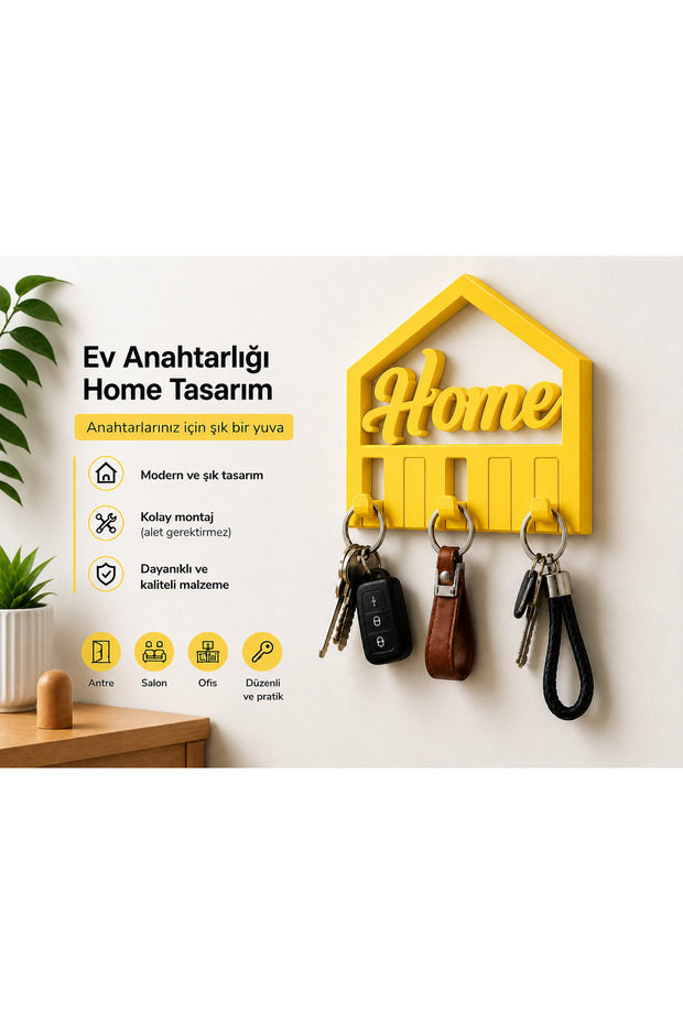 Stylish Home Keychain Hanger | Decorative 3D Printing Wall Key Organizer | Entrance and Home Entrance | 20X20 cm