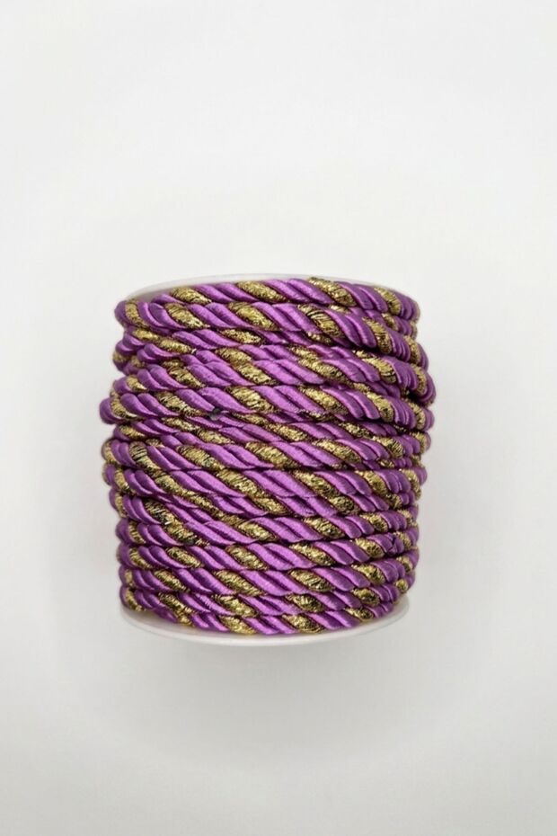 5 mm Cord Rope Cordnet 20 Meters Macrame Bag Clothing Decorative Ribbon and Knitting Cord - Color: Purple Gold Glitter