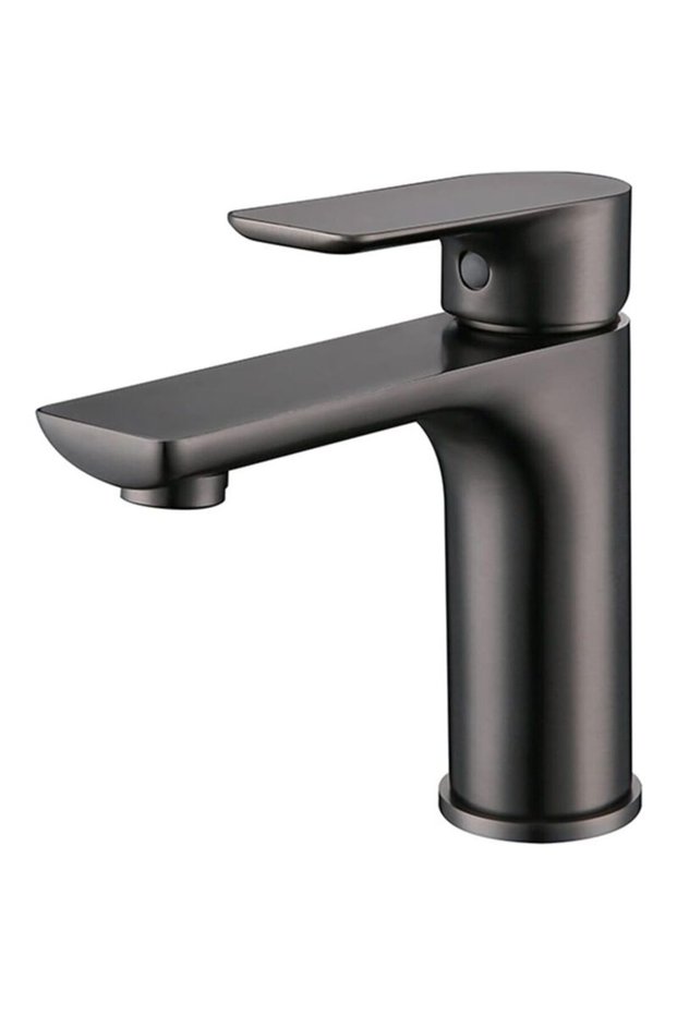 Gray stainless steel faucet, toilet/basin faucet, hot and cold water drain, with a 60cm inlet hose.