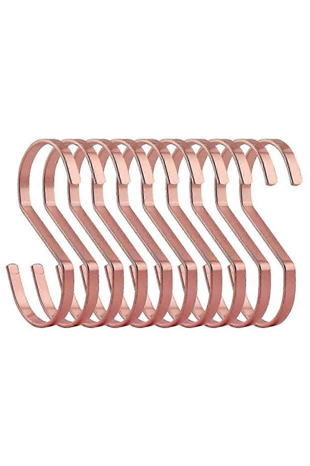 10-pack of 4-inch rose gold chrome-plated steel hanging flat hooks