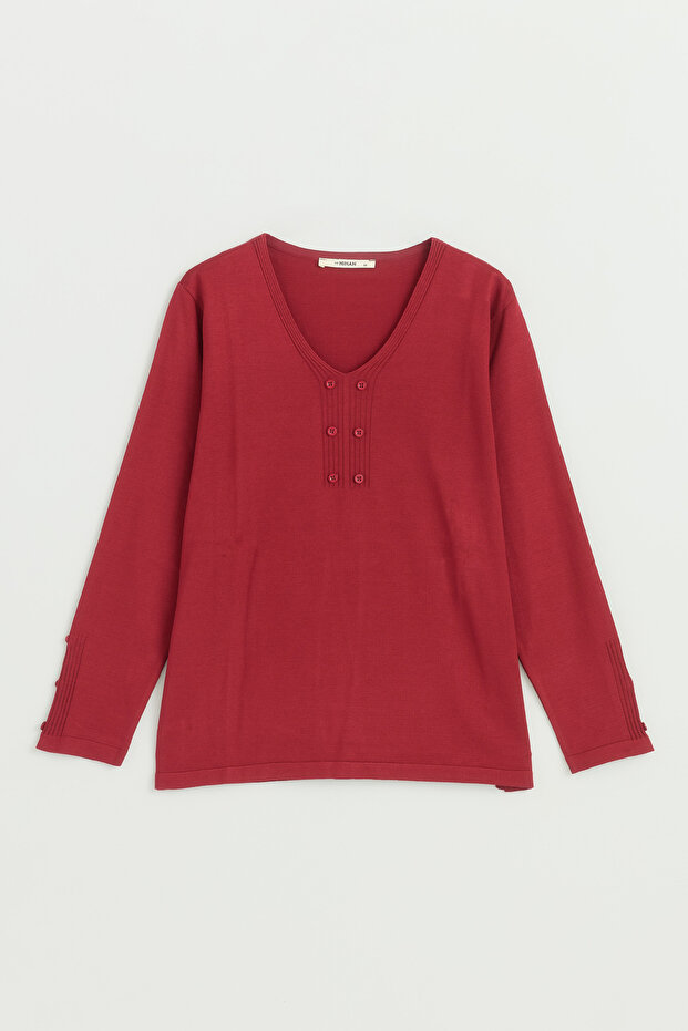 Plus Size Knit Sweater - Burgundy