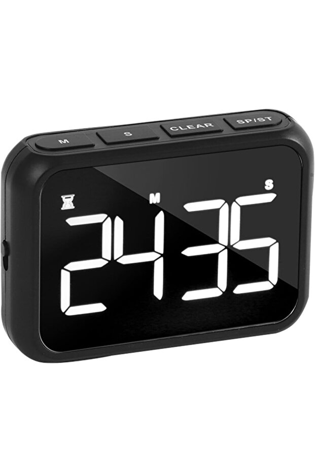 Rechargeable LED Electronic Timer with Large LCD Display, Magnetic Digital Cooking and Baking Countdown Alarm Clock (Black)
