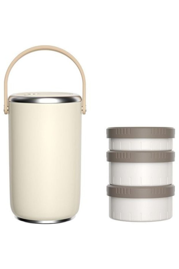 2600ml insulated food container, portable stainless steel food thermos with 3 compartments, suitable for office use and outdoor picnics (white).