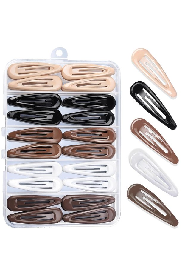 50-pack snap-on hair clips, 2-inch hairpins, women's hair clips, mixed metallic colors, available in 5 colors.